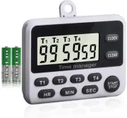 4 Channels Digital Kitchen Timer Clock with Large LCD Display, 4 Groups Simul...