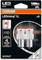 OSRAM LEDriving SL, ≜ P21W, Red, Double Blister (2 lamps), LED Retrofit, offroad use only