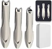 Nail Clippers Set, 3PCS Ultra Sharp Sturdy Fingernail and Toenail Clipper Cutters, Premium Stainless Steel Nail Clippers with Catcher, Sharp Effortless Nail Clipper Set for Men Women