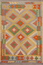 Colorful Kilim Oriental Area Rug Wool Hand-woven Reversible Carpet 5x7