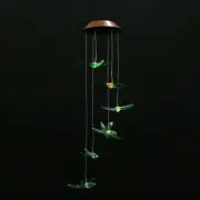 (Green)Outdoor Waterproof Solar Panel LED Dragonfly Wind Chimes Home Garden US