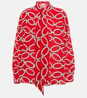 [Valentino] Valentino Chain 1967 silk blouse AU 4 red