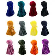 Durag Hat Cap Unisex Men Women Doo Rag Wave Velvet Soft Headwear 12 Colours