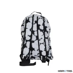 HAPI+TAS 日本原廠授權 可手提摺疊後背包 黑色塗鴉花朵 旅行袋 摺疊收納袋 購物袋