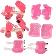 1 Set Adjustable Roller Skates Starter Roller Skate Training Skate Shoe with Knee Elbow Palm Pad