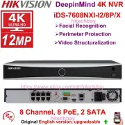 Hikvision iDS-7608NXI-I2/8P/X 4K 12MP DeepinMind NVR 8CH 8PoE 2SATA Net Recorder