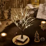 Lighted Tabletop Artificial Small Tree Snow Dusted 24 LED 18IN Battery Operated