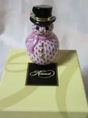 HEREND SNOWMAN FIGURINE RASPBERRY FISHNET #VHP-05290 BRAND NIB PORCELAIN F/SH