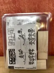STAMPIN' UP SMORGASBORDERS 9pc Set UNMOUNTED Wood Rubber Stamps Whimsy 2004
