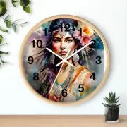 Native Indain Maiden Wedding Day Art Wall Clock All Wood Frame Art Painting