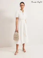 Phase Eight White Carlotta Linen Dress (H22502) | $321