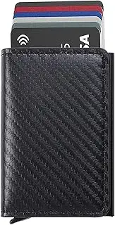 [PRVCFZ] Wallets for Men, RFID Card Holder, Smart Wallet for Men, Mens Leather Wallet, Minimalism Leather Slim Wallet with Banknote Pockets, Coin Compartment, Black, M, fashion
