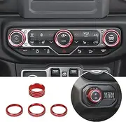 Voodonala Air Conditioner Headlight Switch Knob Trim for 2018-2024 Jeep Wrangler JL JLU Gladiator JT,Thin Red Aluminum Alloy 4pcs…