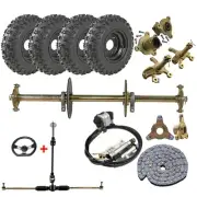 810mm ATV Go Kart Rear Axle Kit ,6" Wheels, Brake, Front Steering Assembly Quad