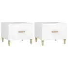 2pcs Wooden Coffee Tables White Set 50cm Bed Sofa Lounge Side Storage Drawers