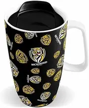 AFL Ceramic Travel Coffee Mug - Richmond Tigers - Drink Cup with Lid