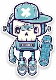 2 x Cool Street Art Sticker Skater en vinyle Planche Skate Robot Kids # ? 9563 - 10cm Tall x 6.5cm Wide