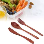 Portable Wooden Cutlery Set Spoon Fork Knife Wood Flatware Dinnerware Tablewa AC