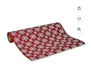 Holiday Time Mesh Ribbon Red w/ White Snowflake (L182-88) 18in x 9ft