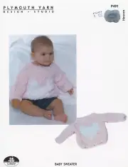 Baby Heart Sweater - Plymouth Yarn Knitting Pattern P491 Heaven Sizes 20"-26"