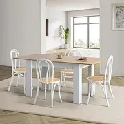 Oikiture Dining Table and Chair Sets 160cm Dining Table and Wooden Dining Chairs Set of 4 White