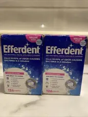 4 Efferdent Denture Cleaner Complete Clean 126 Tabs Ea & 1 Retainer Brite 96Tabs