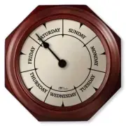 NEW MAHOGANY 7 Day of Week WALL CLOCK Dementia Memory Loss Alzheimers Calendar