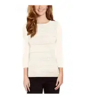 Buffalo David Bitton Ladies' Sweater 3/4 Sleeve Top Pullover Beige Size-S NWT