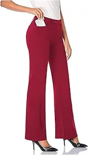[Generic] Womens Dress Yoga Pants High Waist Straight Wide Leg Palazzo Pants Stretch Bootcut Casual Flared Pants with Pockets
