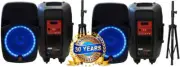 2 MR DJ PBX2690LB 15" Bluetooth Speaker + Stand2-way 15" PA DJ 3500 Watts Active