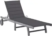 VRAXO Garden Sun Lounger with Cushion Grey Solid Acacia Wood -16.94KG,3061359