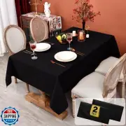 MEANMOY 2 Pack Black 210 GSM Water and Stain Resistant Square Tablecloth - So