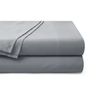 2 Pack Twin Flat Bed Sheets Only - 1800 Thread Count Microfiber Silver Grey F...