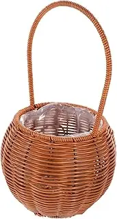 BRIGHTFUFU Woven Floral Picnic Basket with Handle Rustic Flower Storage Basket for Weddings Decorative Use and Home Organization Unique Woven Design for Snacks and Sundries
