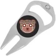 Aztec Bear on Black Golf Ball Marker Divot Repair Tool Bottle Opener