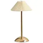 Decorative Table Lamp with Pleated Umbrella Lampshade for Bedroom (Beige Gold) H