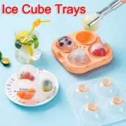 4 Grids Round Ice Cube Trays Whiskey Ice Ball Maker Ice Ball Molds with Lid AU