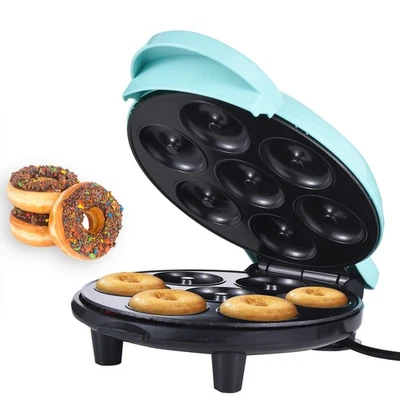700W Non-Stick Electric Mini Donut Maker - 7 Doughnuts, Double-Sided Heating,