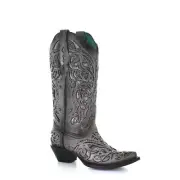 Corral Ladies Grey With Silver Inlay Embroidered & Stud Boots A3939
