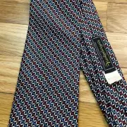 Vintage Bill Blass Neck Tie Geometric Diamond Silk Black Blue Red White NEW 80s