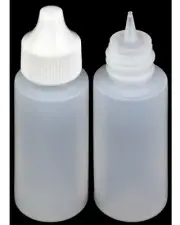 Plastic Dropper Bottles, Precise Tipped w/White Cap, 1-oz. 50-Pack, New