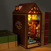 DIY Book Nook Kit, 3D Wooden Light up Puzzle Bookend for Kids over 14 Years Old,