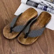 Men Summer Japan Geta Clogs Flip Flops Thong Sandals Wooden Slippers Shoes Beach