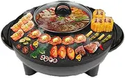 Electric Barbecue Grill Indoor Multi-Function Smokeless Electric Hot Pot 2 In1 Removable Cleaning Baking Pot BBQ Frying Cook Grill Barbecue Machine Kitchen Cooker for Home Picnic Black Small