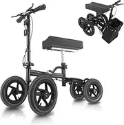 Altus Bariatric Knee Scooter Walker Foldable All-terrain Pneumatic Tires (12 inch Black)