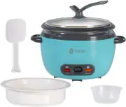 Blue Rice Cooker 1L Grains,Oatmeal,Cereals Cooker,Rice Warmer Steamer,Small Mini