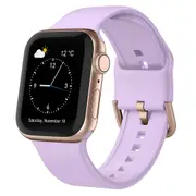 For Apple Watch SE,44-mm Case,Pin Buckle Silicone Watch Band,Lavender