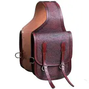 Mat Tooled Dark Brown Leather Western Saddle Bag