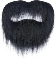 Self Adhesive Fake Mustache Men Cosplay Costume Facial Hair Halloween Novelty Stick On Fake Beard, Black