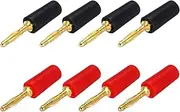 uxcell 8 Pcs 2mm Banana Plugs, 10A 6mm OD 26.5mm Length Speaker Wire Cable Plugs Connectors, Banana Jack Connector for Speaker Wire Audio Cable, Black&Red